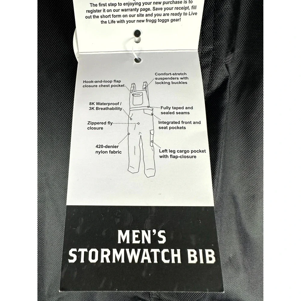 Frogg Toggs Bibbs Overalls Mens 2XL Black StormWatch Waterproof Breathable New - Picture 13 of 13
